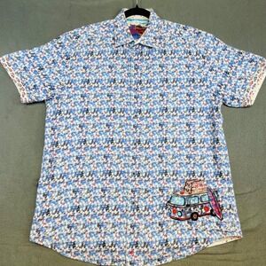 Robert Graham La Jolla VW Bus Artwear M Men's Floral Graphic Car Print Flip Cuff